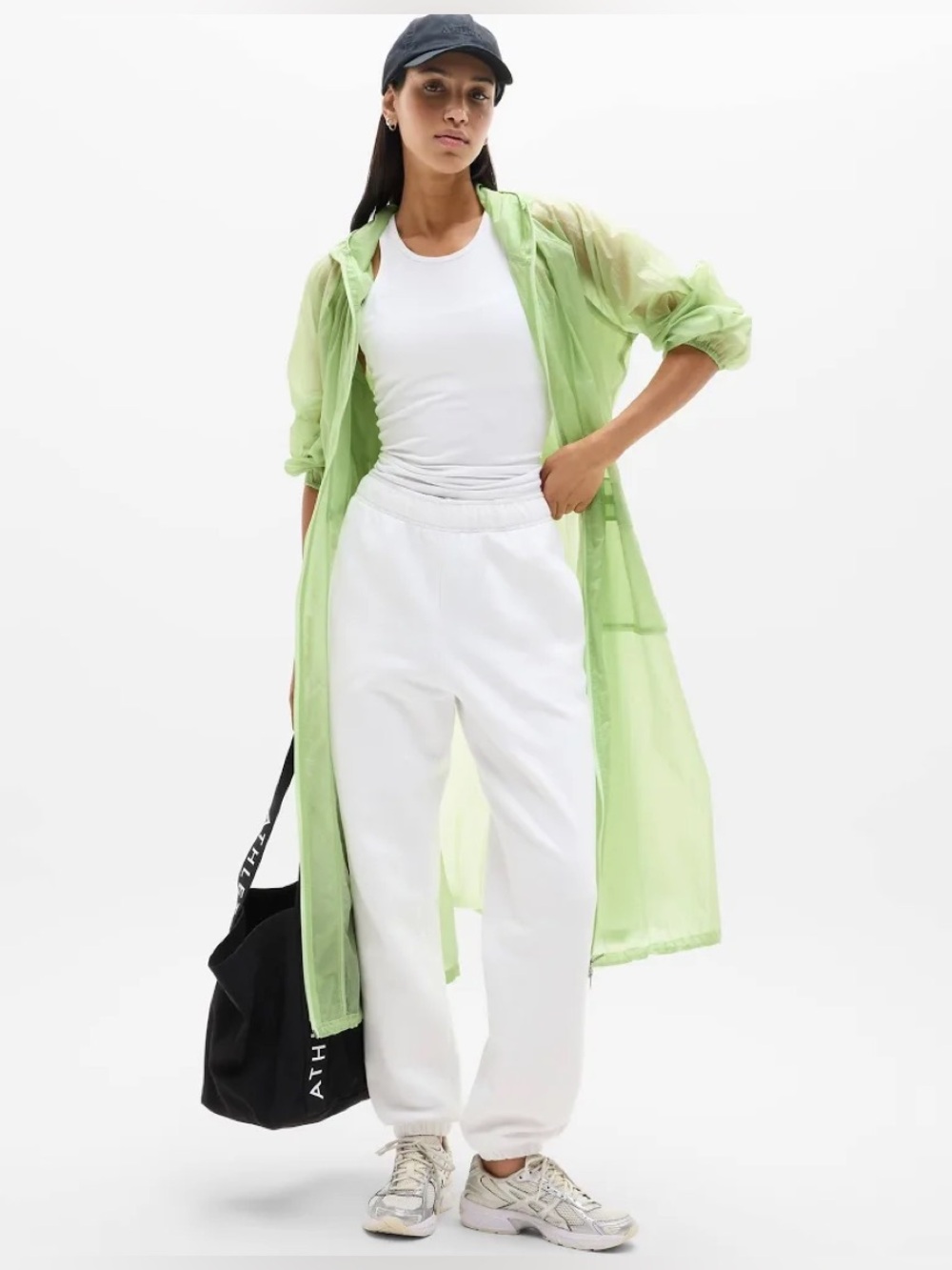 New with tag - Athleta skyline anorak sheer Green Windbreaker coat.